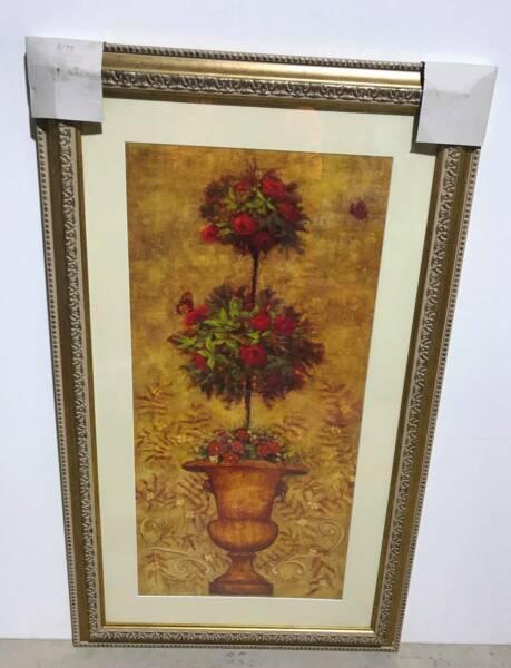 New - Gold Guilt Frame Floral Wall Picture