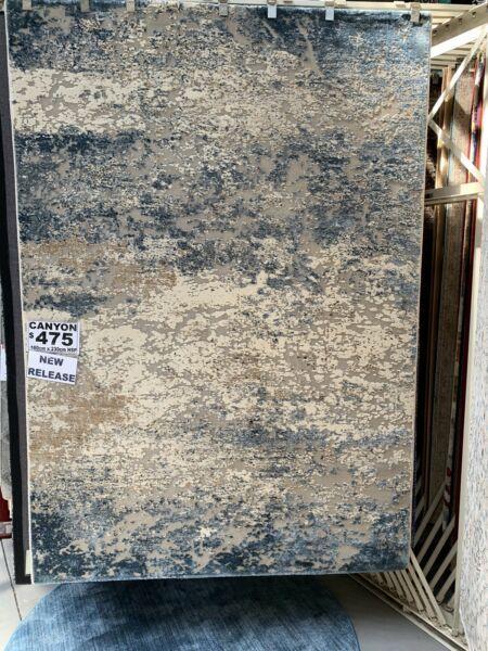 New Canyon HSP Blue Cream Textured Designer Floor Rug