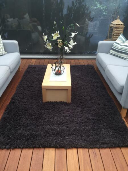 FLOOR RUG LARGE LUXURIOUS THICK CHARCOAL DARK GREY