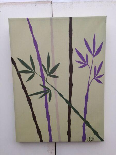 Bamboo stalks print on canvas