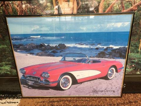 60 corvette wall picture with glass front