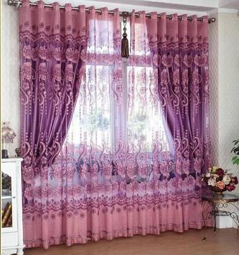 Elegant Double-Layers Ready-Made Purple Curtains