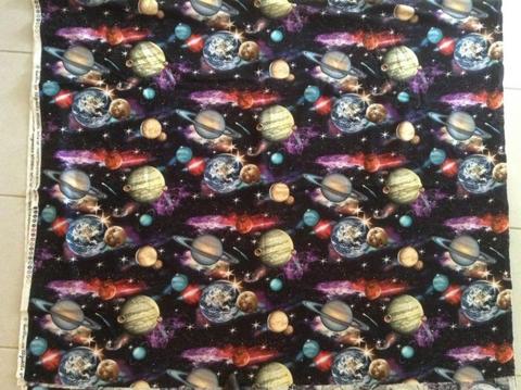 Curtain material. Space Planets