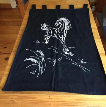 Embroidered Horse Wall Hanging white on black