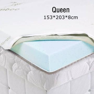 Cool Memory Foam Mattress Topper BAMBOO Fabric Cover --Queen