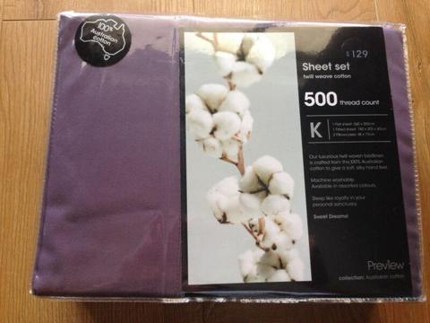 Brand New king size sheet set- 500 thread count - Purple