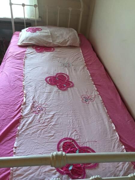 Pink Single Girls Bedding Doona Cover & PC Butterflies