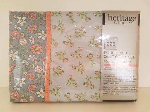 Heritage Linen double bed quilt cover set brand new