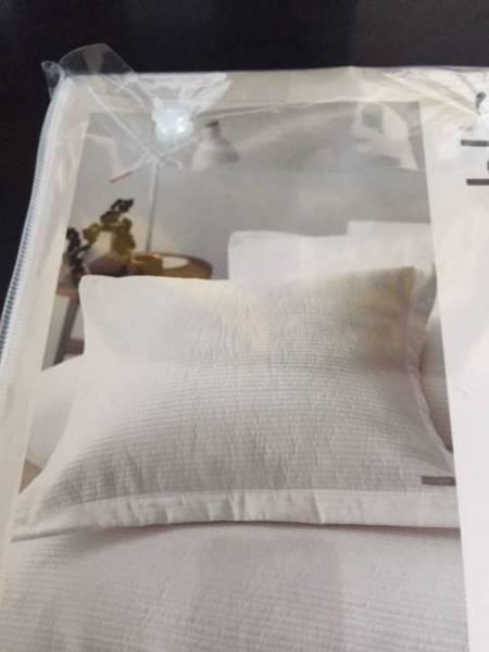 Euorpean pillowcases - white quilted cotton - brand new!