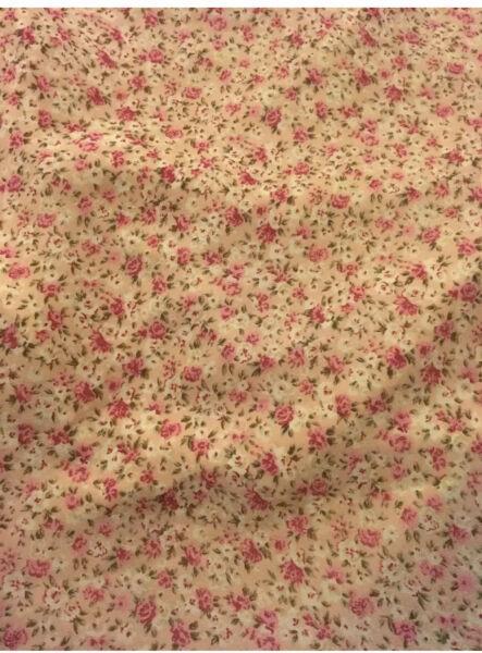 New Floral Pink Material Fabric Flowers Cotton White Sewing sew