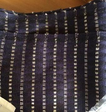 Dark Blue Thick Cotton Upholstery Fabric Swedish stripe material