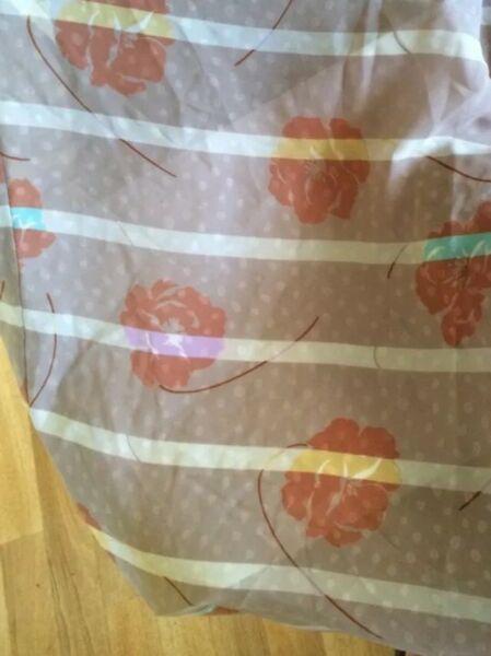 New Beautiful Brown Sheer Material Stripe floral fabric sewing
