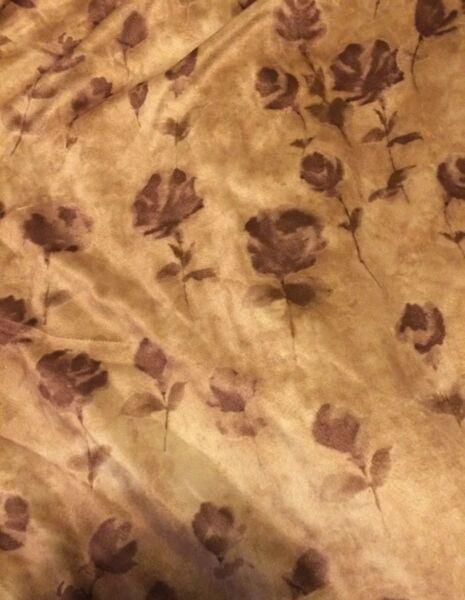 New Brown Floral Velour Fabric Rose Soft Material Vintage sewing