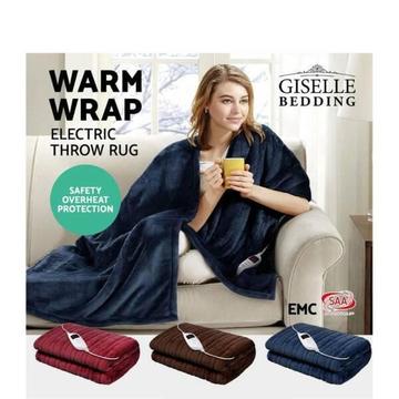 Electric Throw Rug Blanket Heated Warm Remote Fleece Plush Winter
