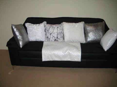 6 Cushions & Throw rug (sold as a set)