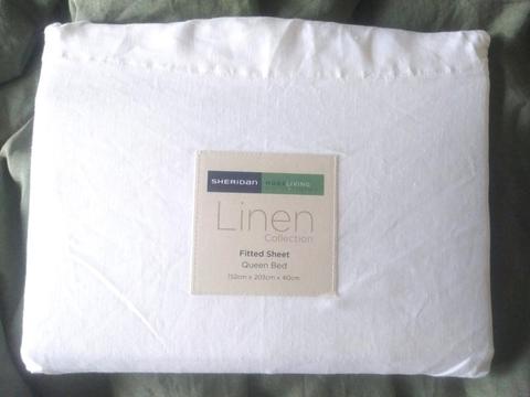 Fitted Sheet, Queen Bed. BRAND NEW SHERIDAN LINEN (flax) RRP $280