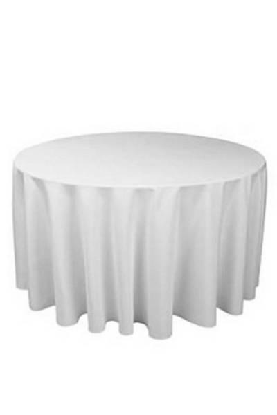 320cm Polyester Round Table Cover (Overlocked) - White