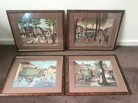 8 Walnut Wood Frames, currently with Dutch Prints by Johan Jeuken