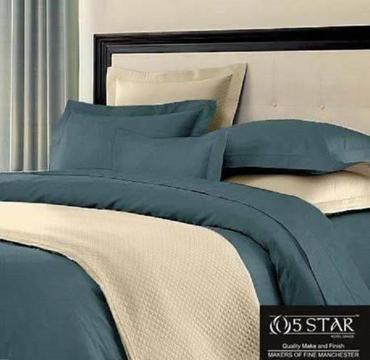 5 Star Hotel Grade 600TC Egyptian Queen Bed Sheet - River Blue St