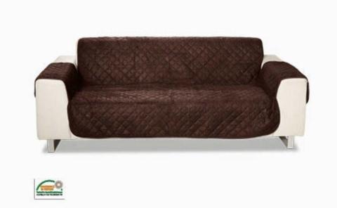 Dark brown quilted 3-seater sofa couch cover protector