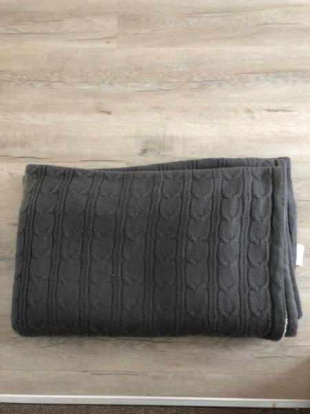 Grey throw blanket $15