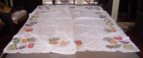 Cotton table cloth, shabby chic, farmhouse design