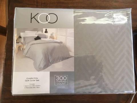 BRAND NEW CHARLTON QUILT COVER SET 300 THREAD COUNT by KOO