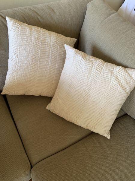 White silk cushions x 2