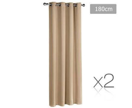 FREE MEL DEL-2x 3 Pass Eyelet 250gsm Blockout Curtain Latte 180cm