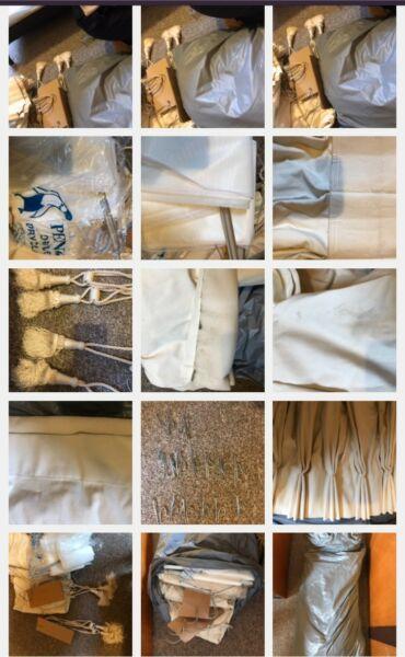 Cream Pinch Pleat Curtains x 5 + hooks + White Sheers x 5 + Tie Backs