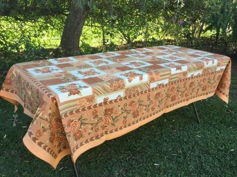 Table Cloth - Orange Brown Quilt (150cm x 220cm)
