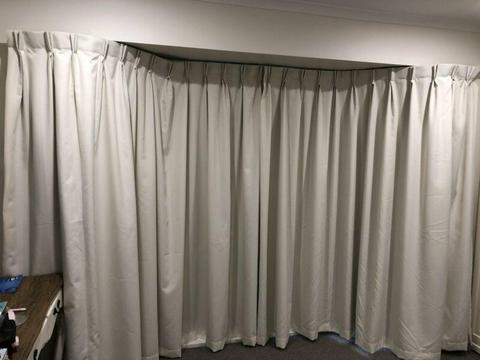 Linen double pinch pleat curtains x2