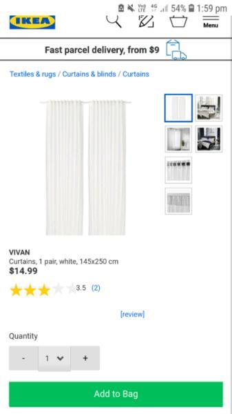 Ikea Vivan white sheer curtains (8x)