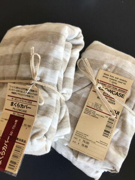 Muji striped pillowcases