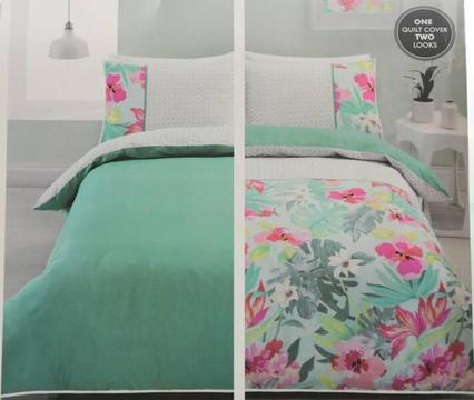 Dwell Maui reversible single bed quilt cover set SB Poly Cotton