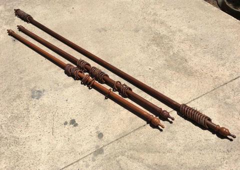 Wooden curtain Rods x 3 & Rings