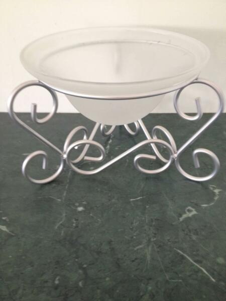 Floating Candle Bowl on Silver Stand