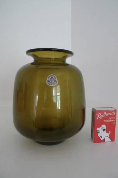 1960s Danish Kastrup Glas green vase
