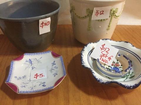 Assortment Of Ceramics & Pottery, planter,bowls plates