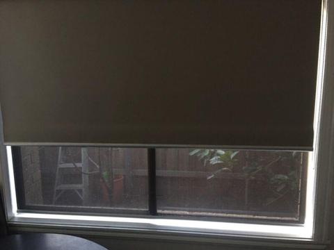 4 x Roller Blockout Blinds Cream with Dark Brown Blinds - $200