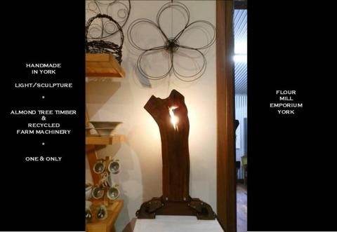 Light Sculpture - Timber Lighting Iron Recycled Art Rustic Deco