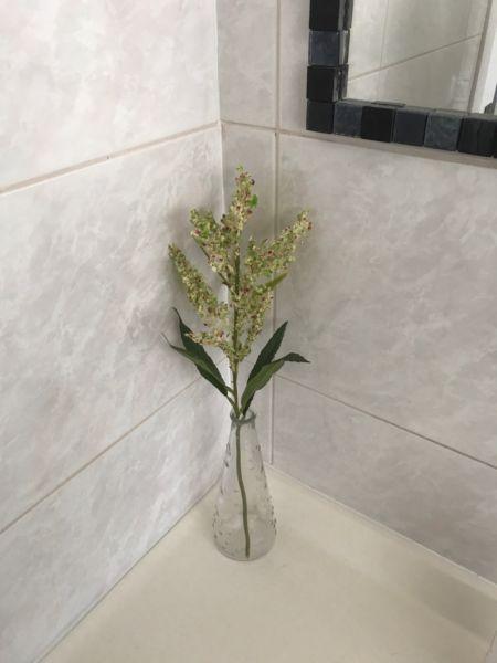 Glass decorative vase and artificial flower