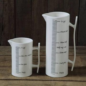 Set 2 French Country Farmhouse Ceramic Measuring Jugs / Vases