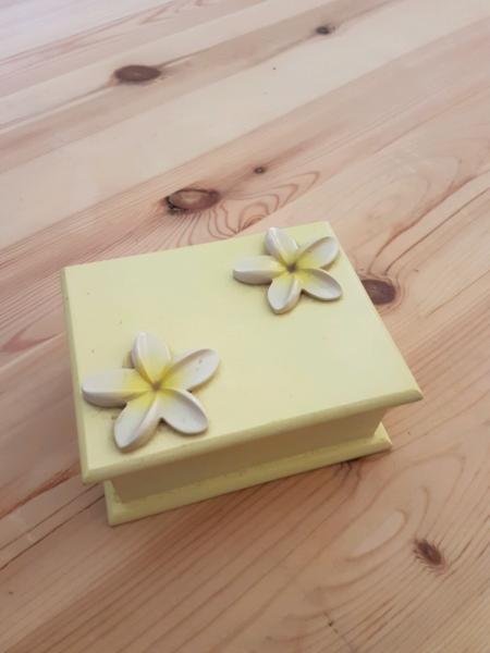 Cute Little Wooden Frangipani Flower Trinket Box