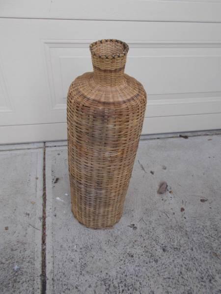 Vintage Cane Urn Vase Display Stand