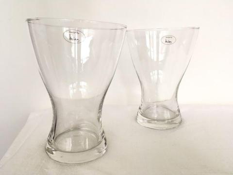 2 x Clear Glass Vase Made in France Designed by Asa Gray Modern
