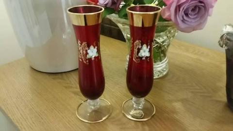 Bohemia ruby red crystal vases