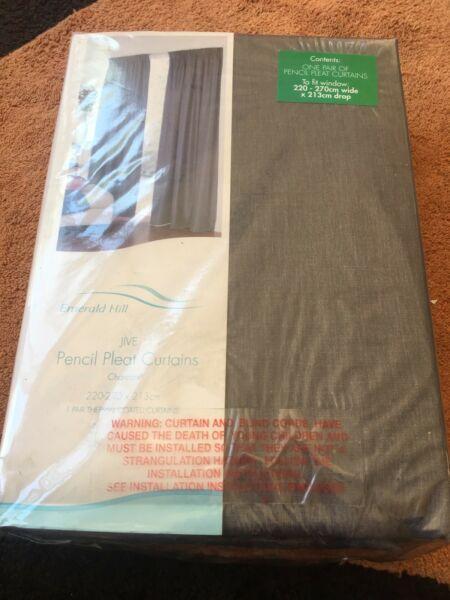 Emerald hill pencil pleat charcoal curtains for sale