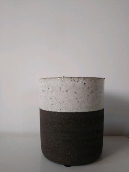 CHARCOAL AND WHITE PLANT POT