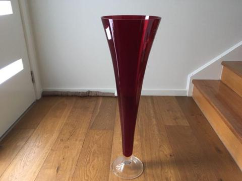Tall Red Vase & Red Rose Vase
